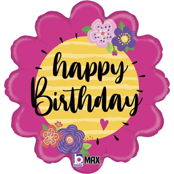 Happy Birthday Flowers Balloon- 18" Foil