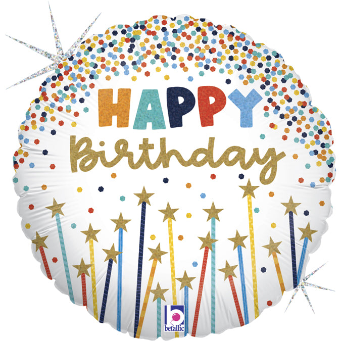 Happy Birthday Star Candles Ballon - 18" Foil Unpackaged