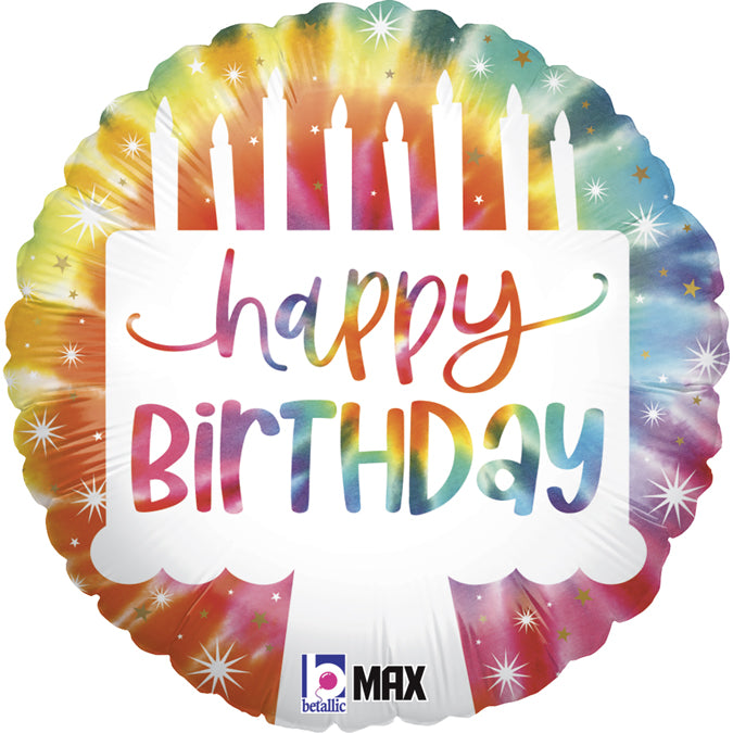 Tie Dye Cake Birthday Balloon - 18" Foil