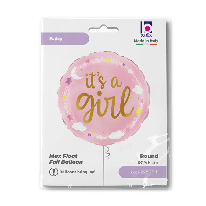 It's A Girl Stars & Clouds Balloon - Foil 18"