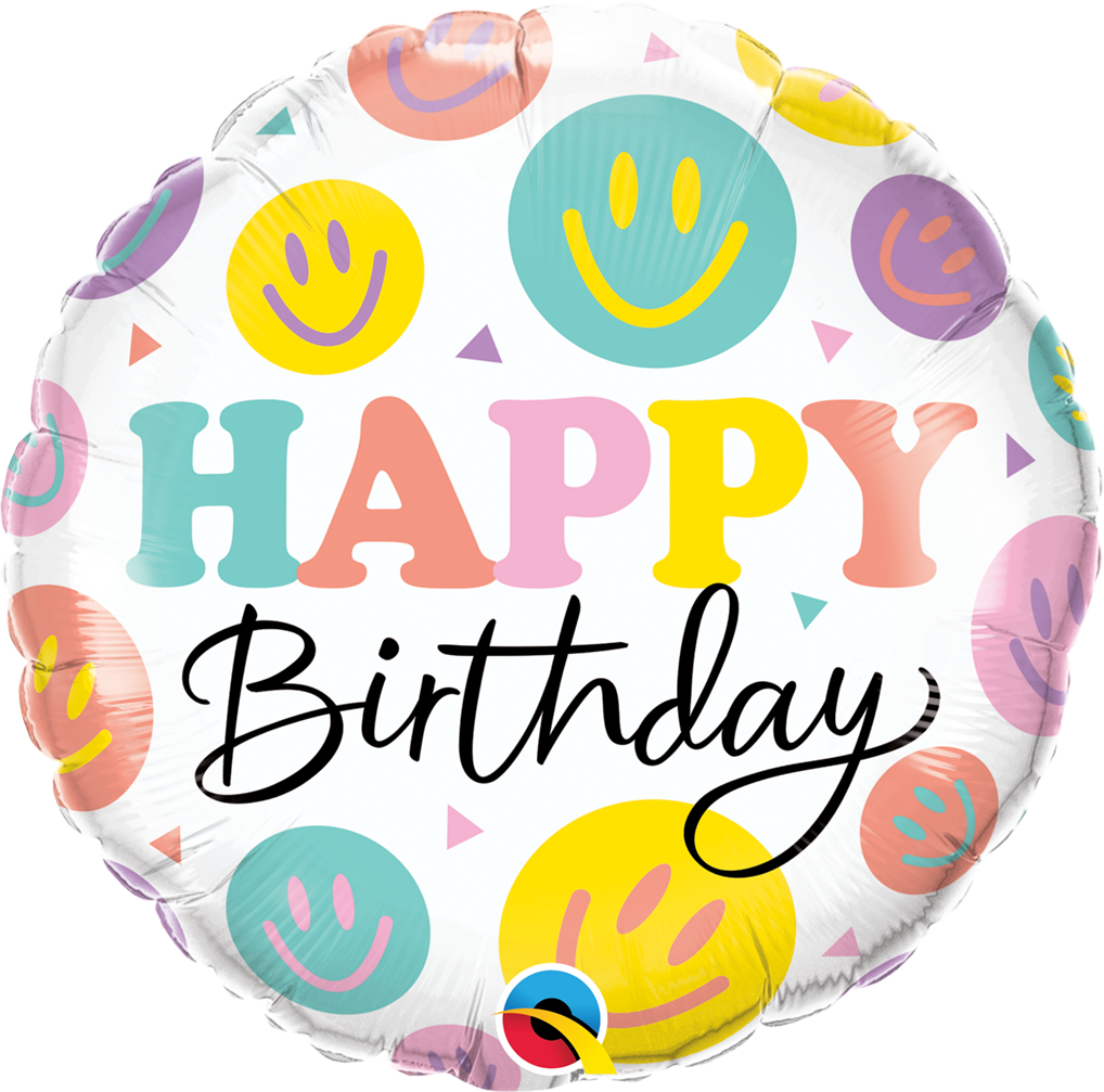 Happy Birthday Colourful Smiles Balloon- 18" Foil