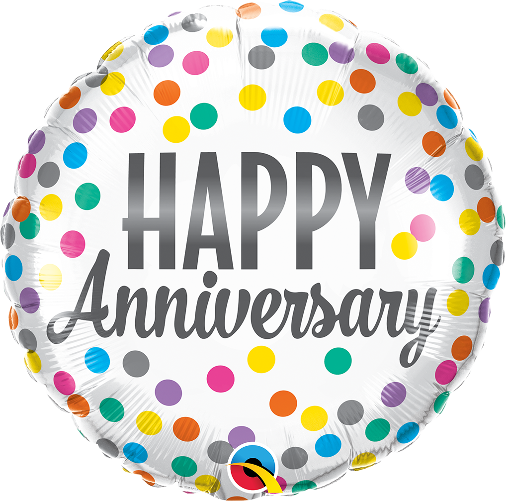 HAPPY ANNIVERSARY CONFETTI DOTS Balloon - 18" Foil
