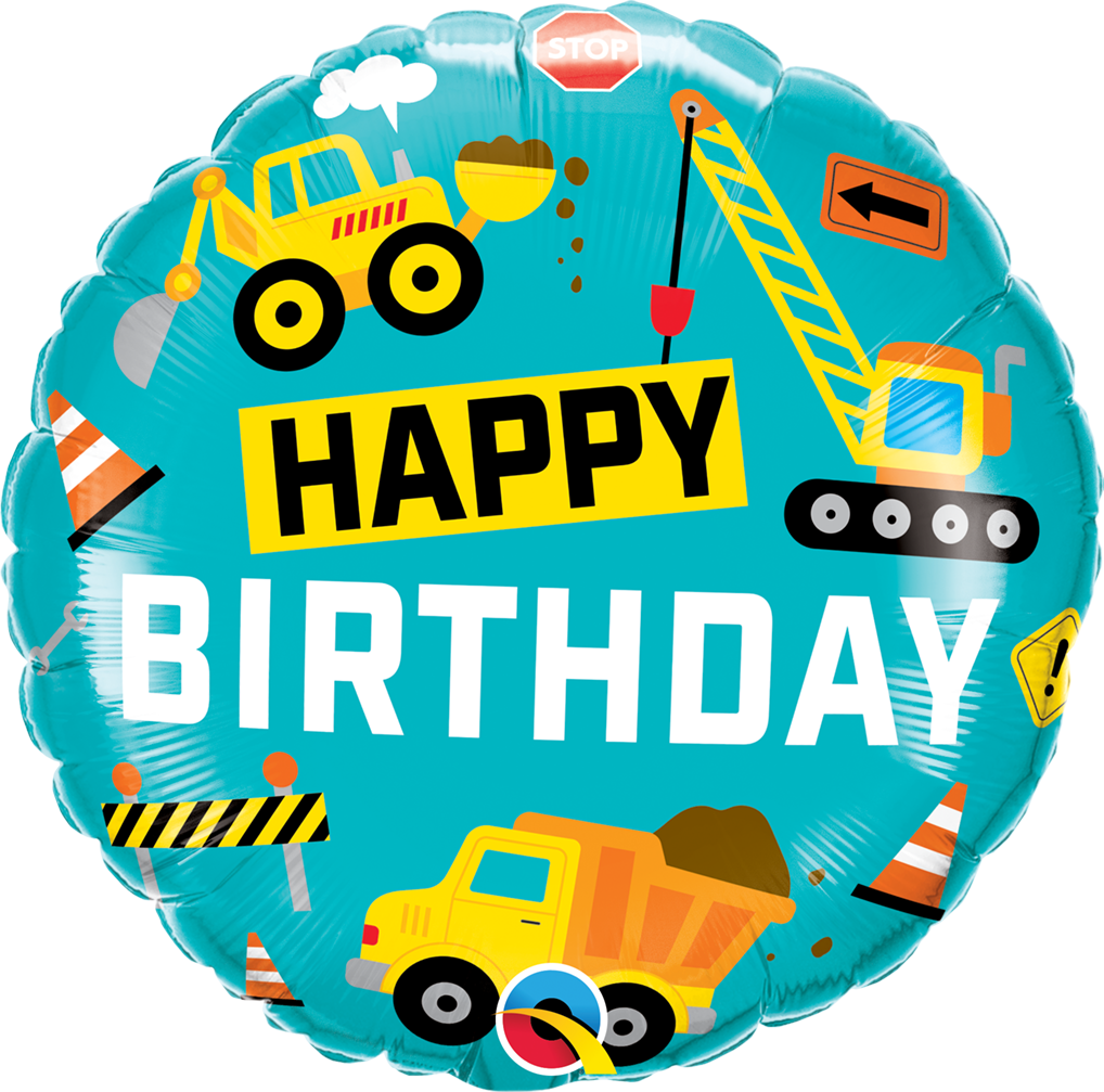Happy Birthday CONSTRUCTION Balloon- 18" Foil