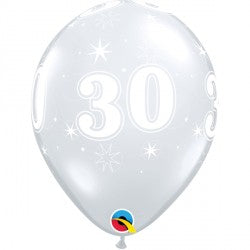 Diamond Clear Age 30 Sparkle-A-Rnd Balloons - 11" Latex (25ct)