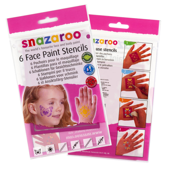 Snazaroo Face Paint Re-use Stencils Girls - 6 PC