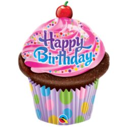 Birthday Frosted Cupcake Mini Shape Air-Filled Balloon – Foil (Flat)