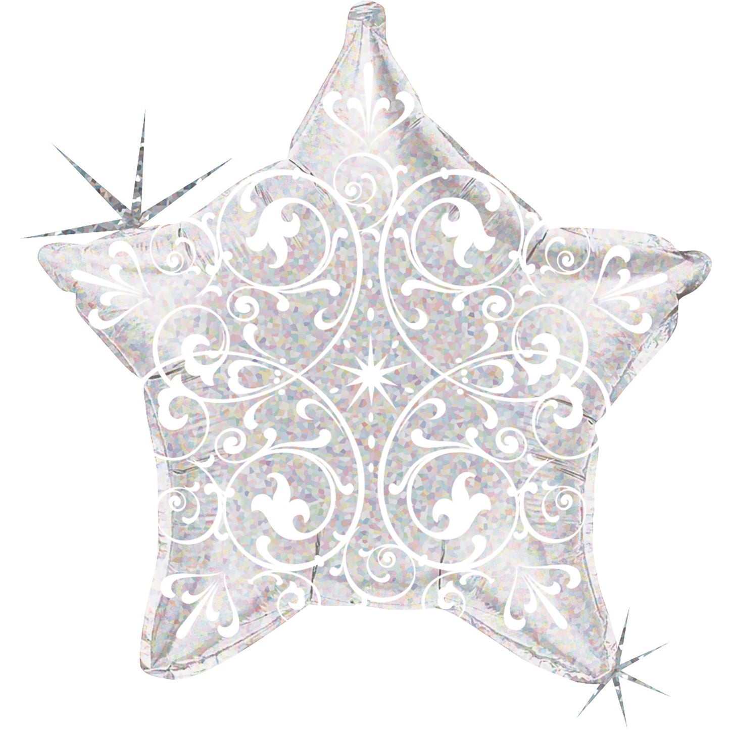 Filigree Silver Star Balloon - 21" Foil