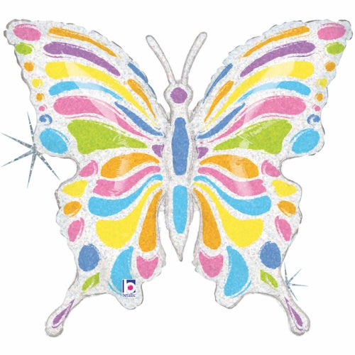 Pastel Butterfly Holographic Supershape Balloon - Foil