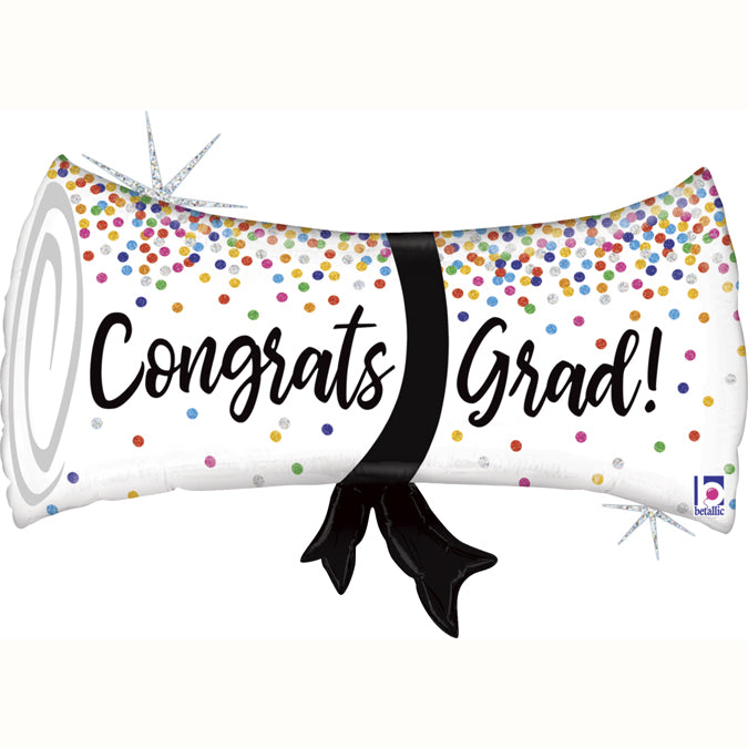 Grad Confetti Diploma Packaged Balloon - 31" Foil