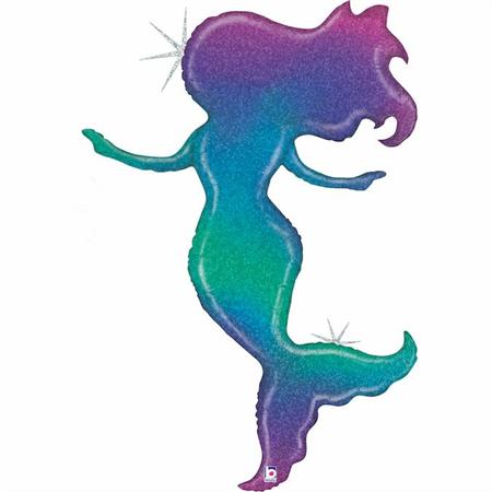 Glitter Mermaid Holographic Balloon - foil supershape