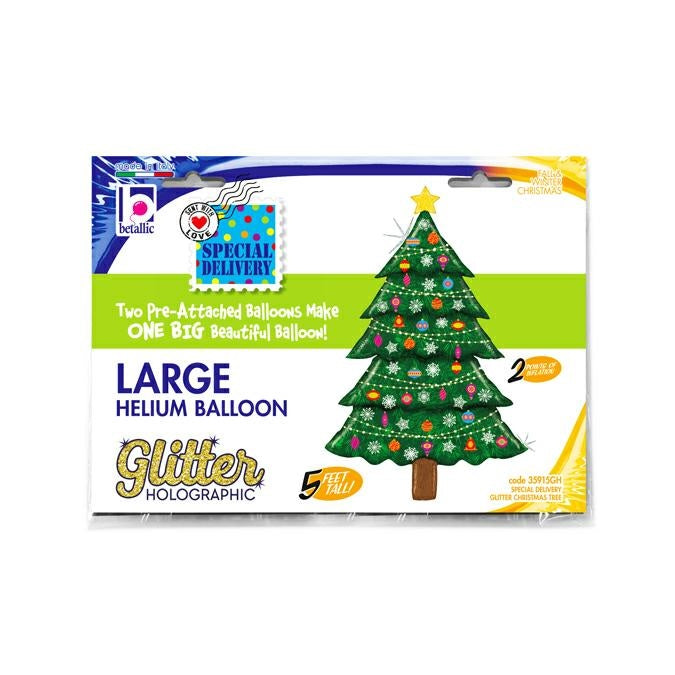 Special Delivery Christmas Tree Holographic Balloon - 5ft/130cm Foil