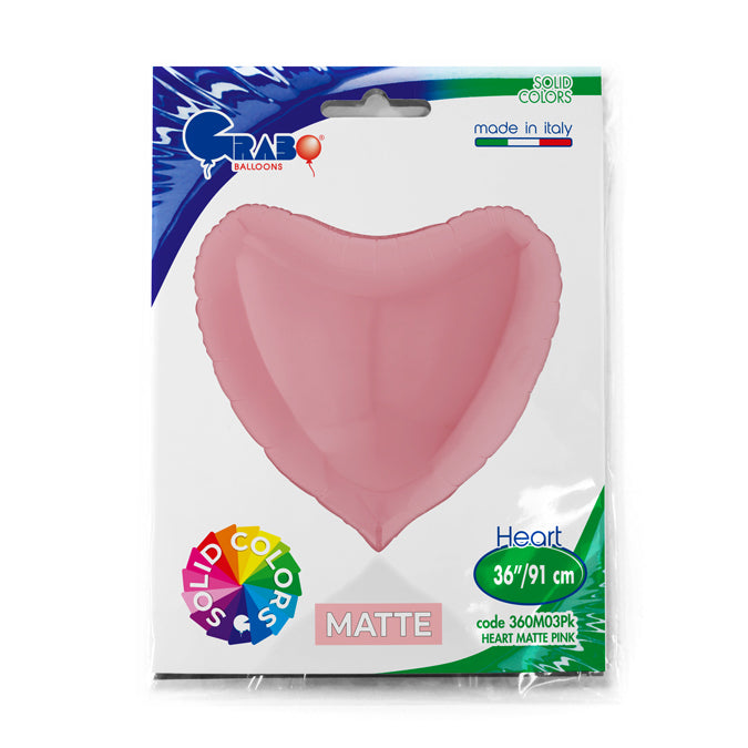 Matt Pink Heart Balloon - 36" Foil