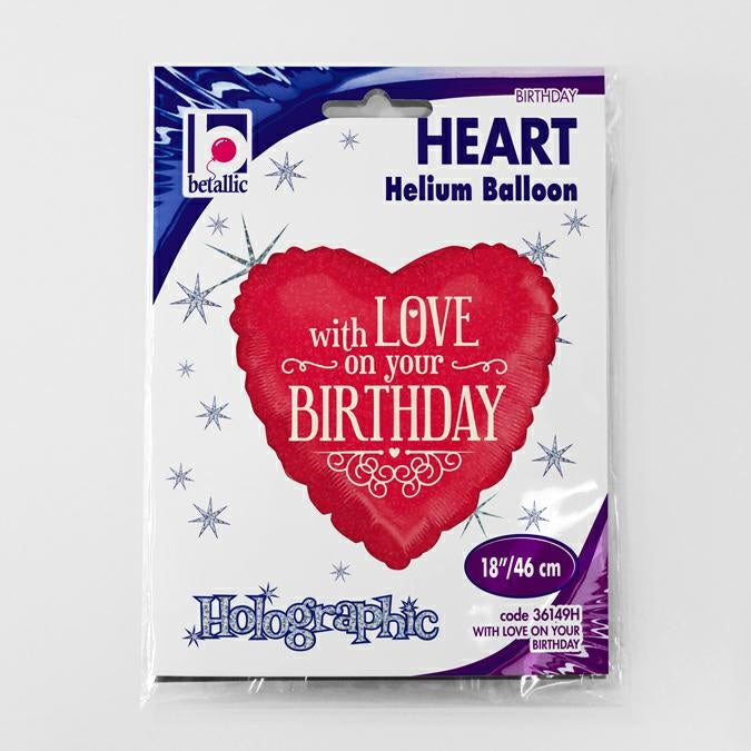 With Love on your Birthday Balloon - 18"/45cm Foil - Packaged