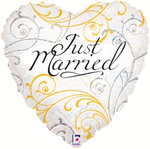 Just Married Filigree Balloon - 18" Foil