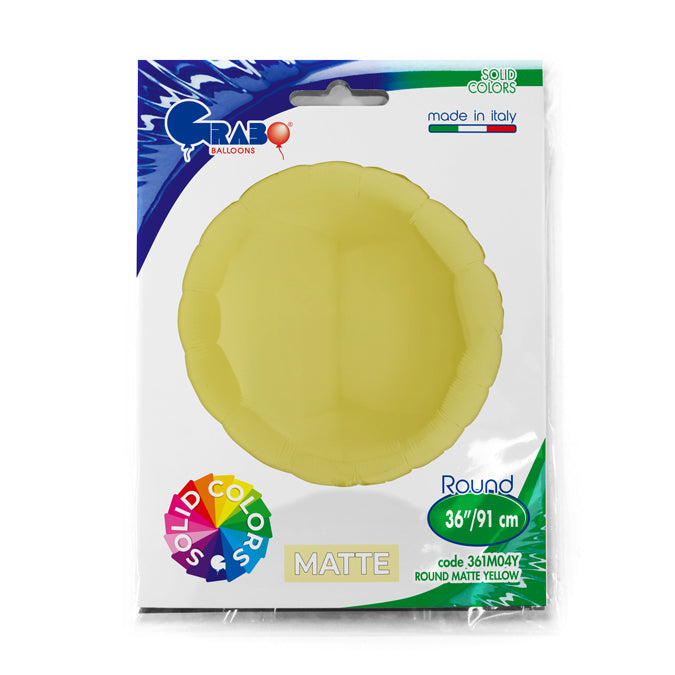 Matt Yellow Round Balloon - 36" Foil