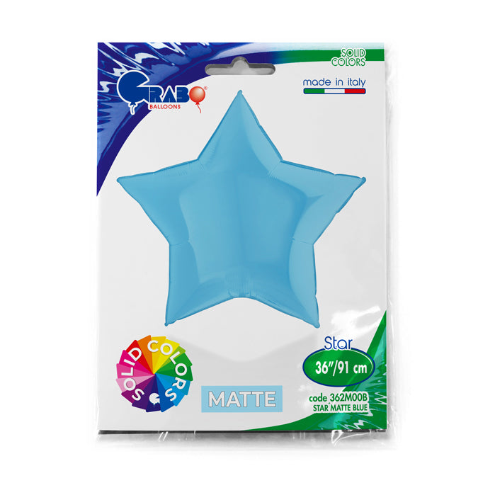 Matt Blue Star Balloon - 36" Foil