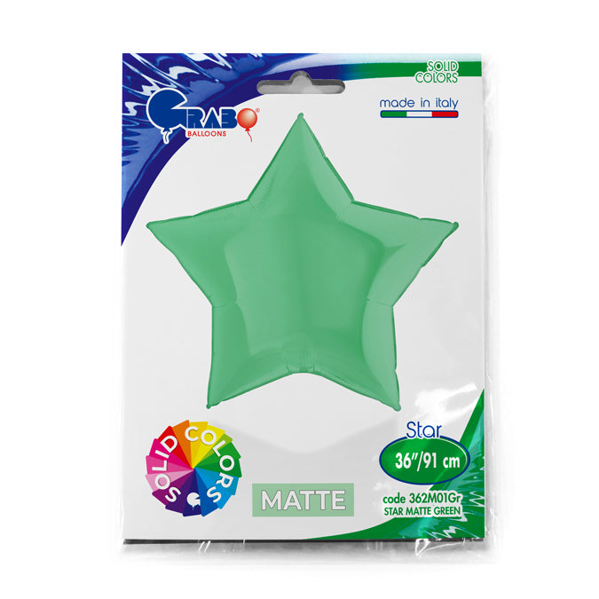 Matt Green Star Balloon - 36" Foil