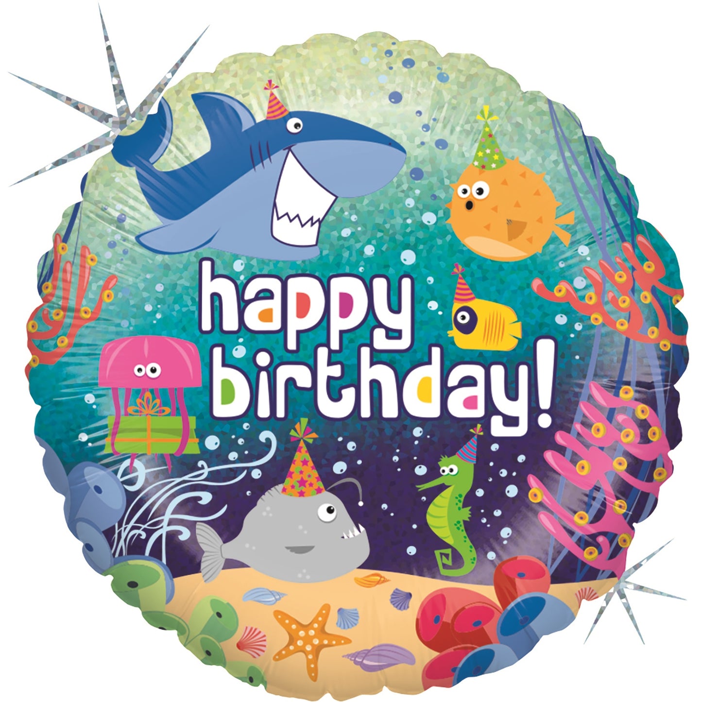 Birthday Ocean Holographic Balloon - 18" Foil