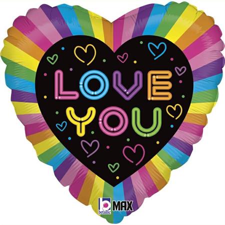 Neon Heart Love Balloon - 18" Foil