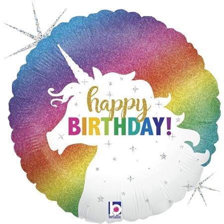 Glitter Unicorn Birthday Balloon - 18" Foil