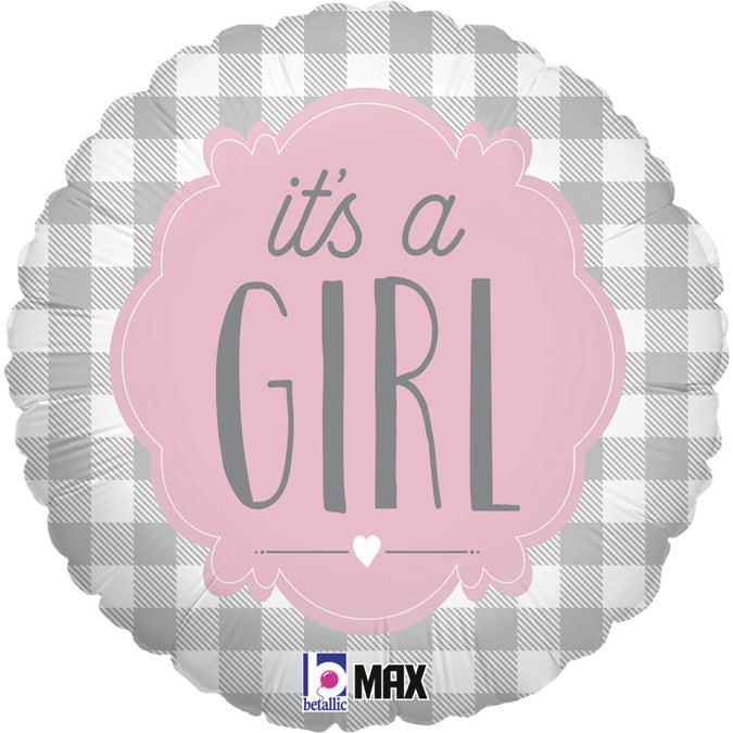 Girl Buffalo Plaid Balloon - 18" Foil