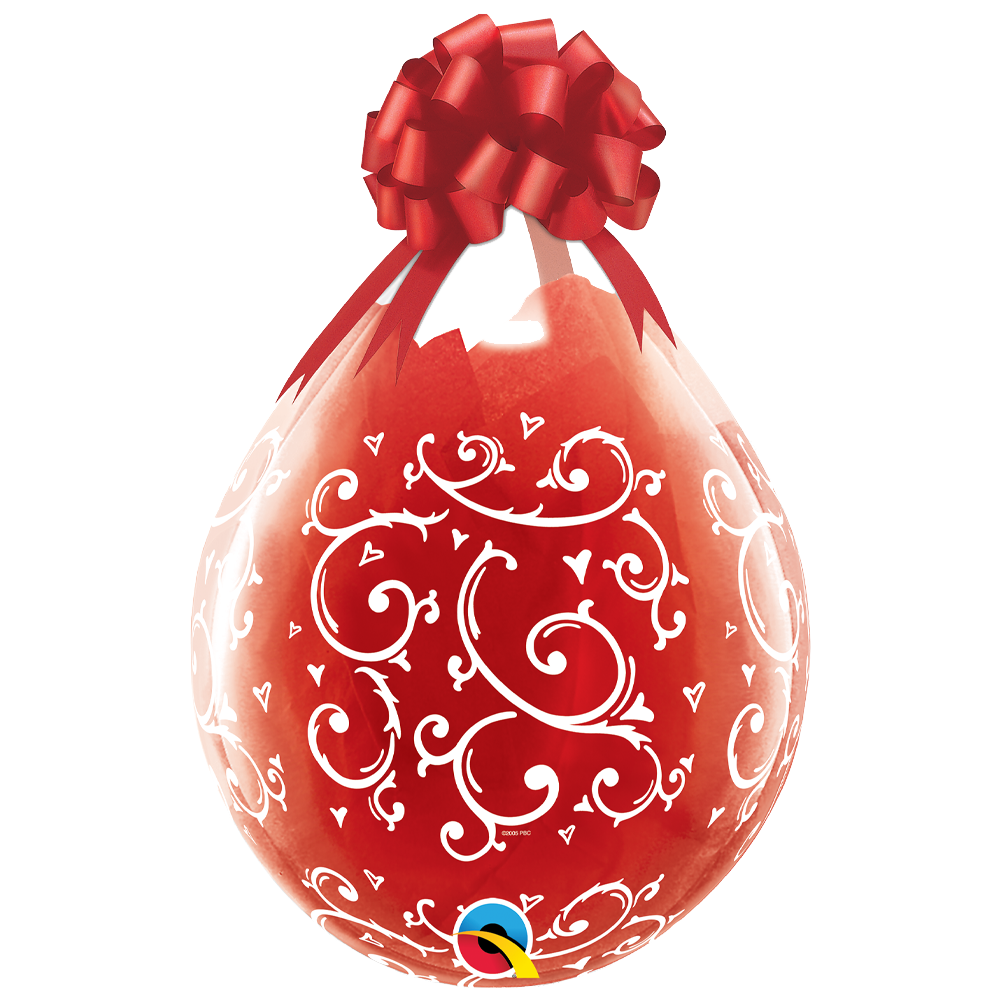 Filigree & Hearts-A-Round Balloon Diamond Clear Stuffing - 18" Latex (25ct)