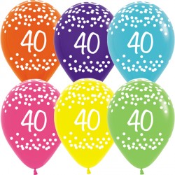 Tropical Assorted 40th Birthday Polka Dots Balloons - 11" Latex (25ct)