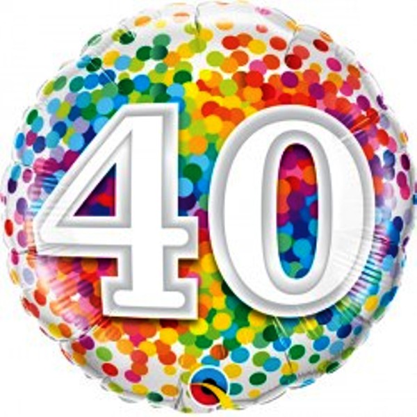 Age 40 Rainbow Confetti Balloon - 18" Foil