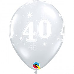 Diamond Clear Age 40 Sparkle-A-Rnd Balloons - 11" Latex (25ct)