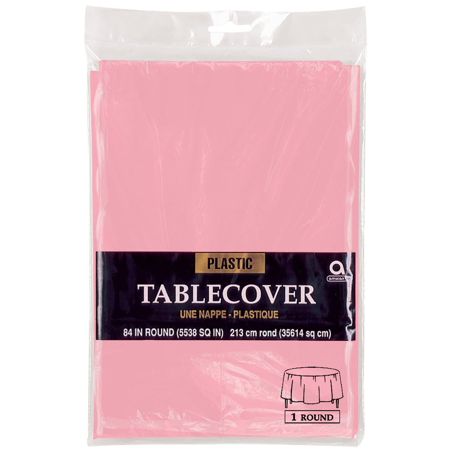 New Pink ROUND Plastic Tablecovers 2.13m - 1PC