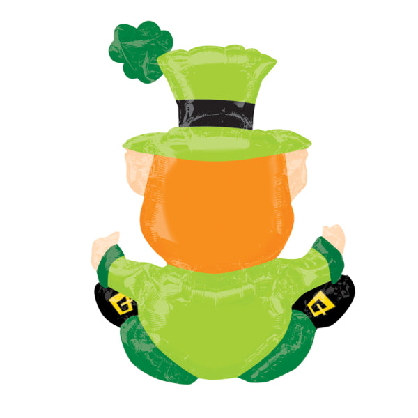 St. Patrick's Sitting Leprechaun Multi Balloons -Foil 18"/45cm w x 22"/55cm