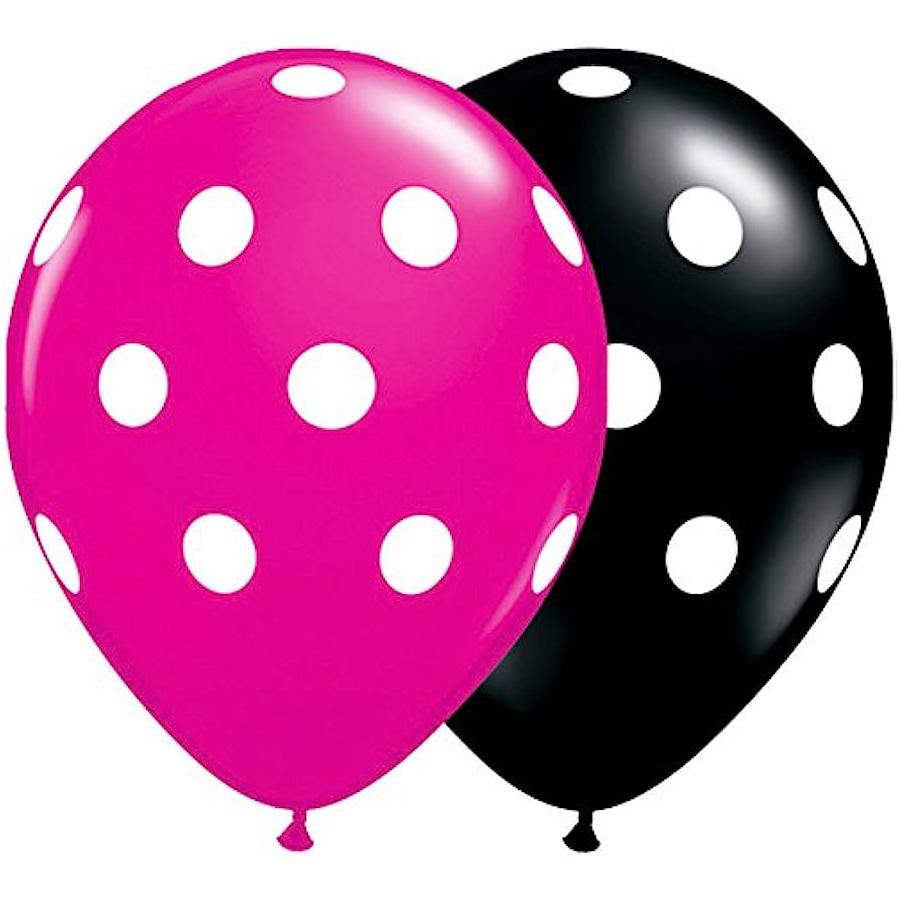 Black and Magenta Big Polka Dots Balloons - 11" Latex (25ct)