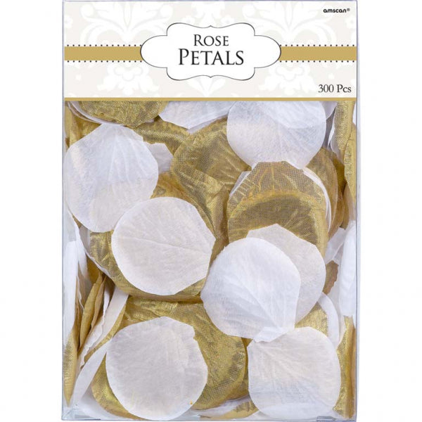 Gold & White Fabric Confetti Petals - 300 pieces