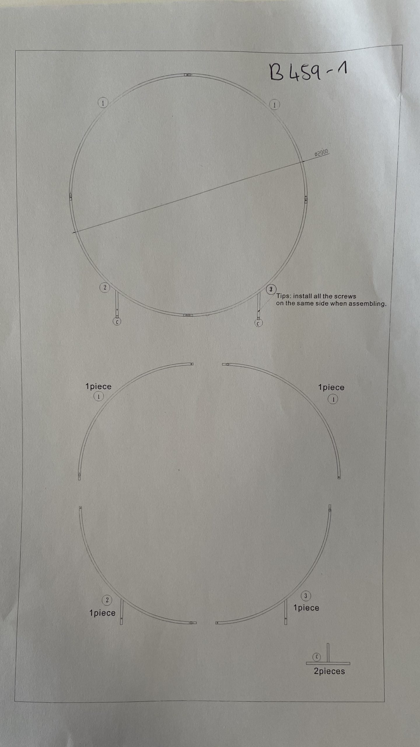 Round Giant Metal Hoop - 1m Diameter