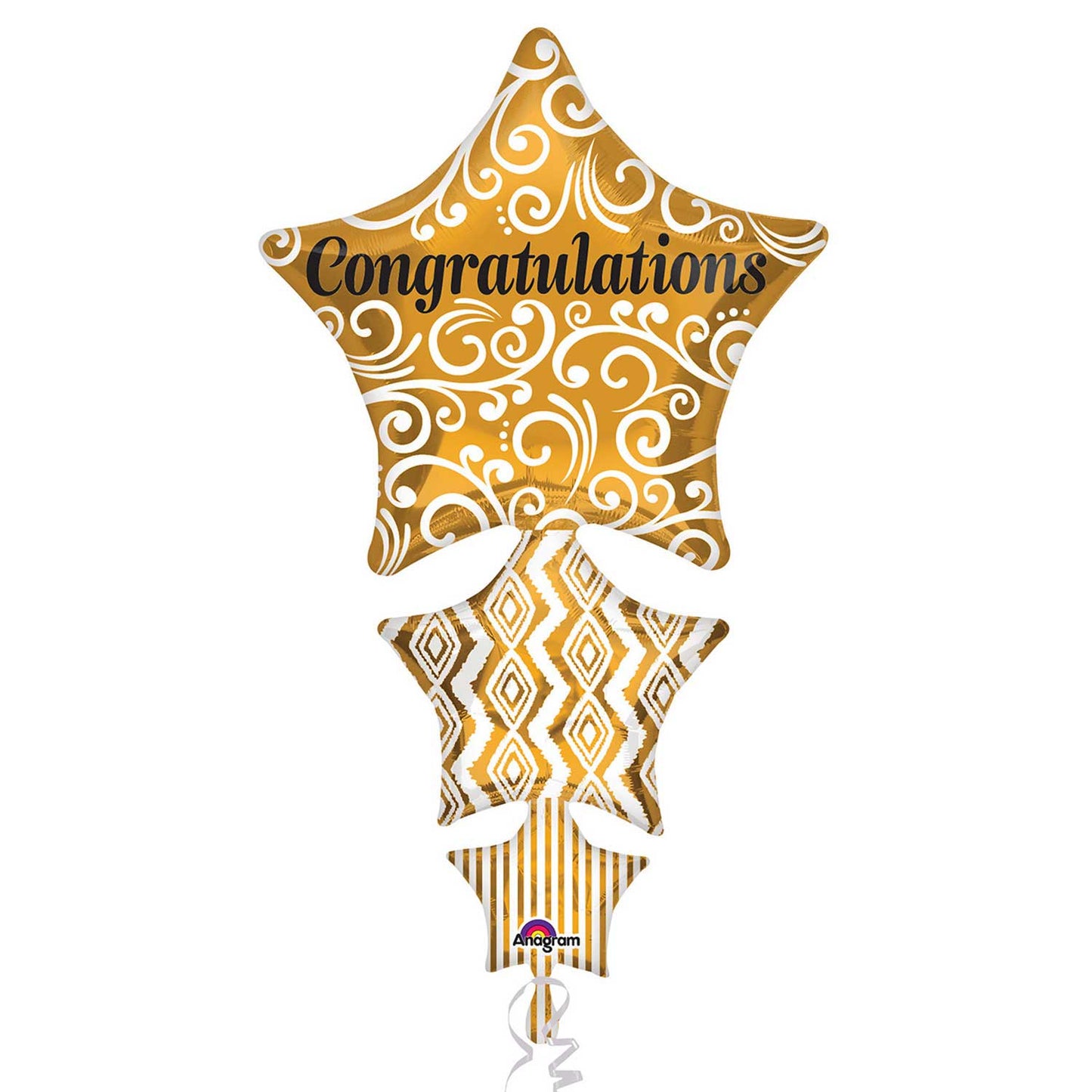 Congratulations Stacked Star Foil SuperShape Balloons - Foil 24"/60cm x 25"/63cm