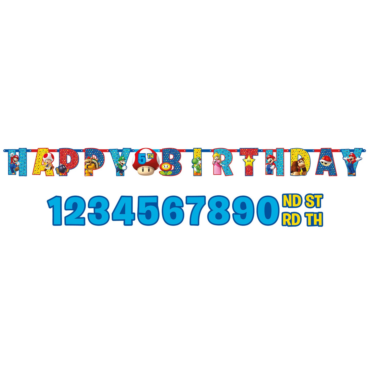 Super Mario Happy Birthday Letter Banners 3.2m x 25cm - 1 PC