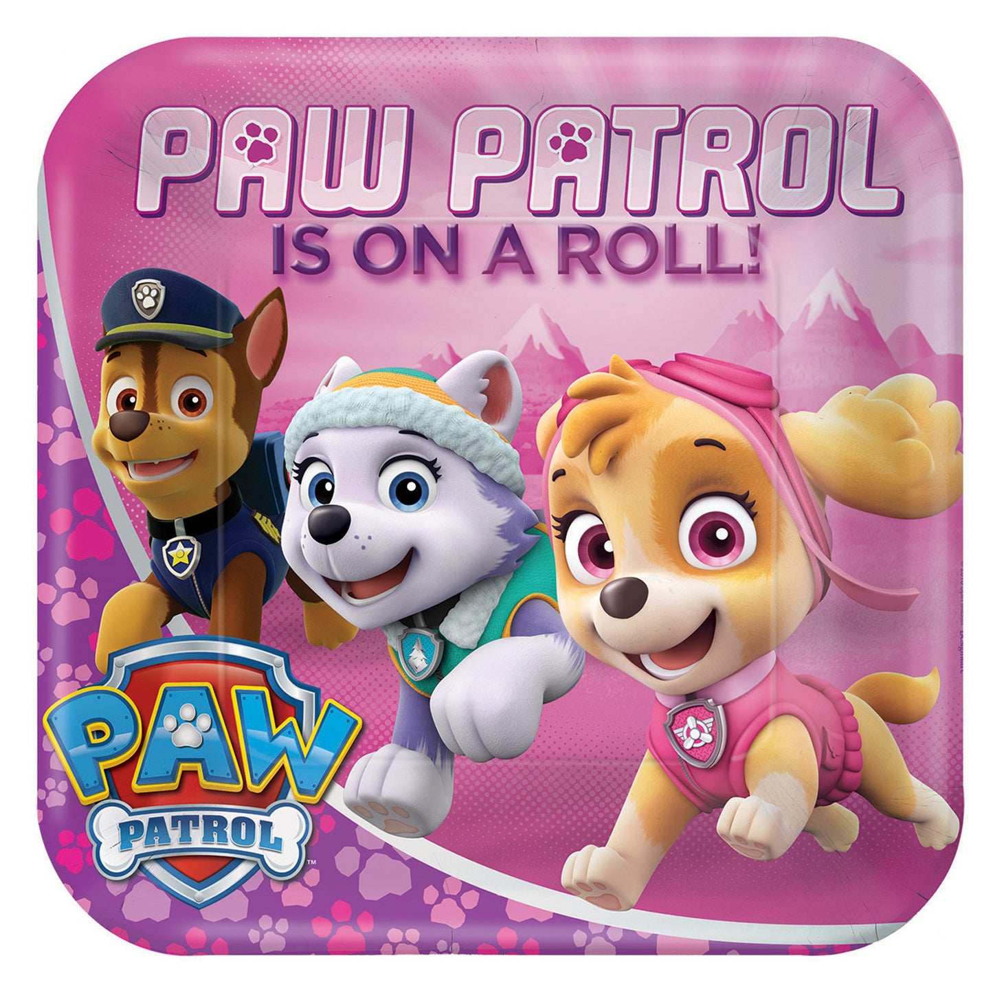 Paw Patrol Pink Paper Plates - 23cm (8ct)