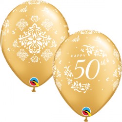 Gold 50th Anniversary Damask Balloons - 11" Latex (25ct)