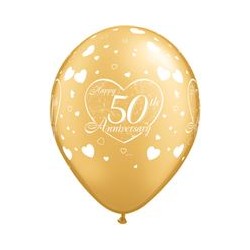 Gold 50th Anniversary Balloons - 11" Latex (6ct)