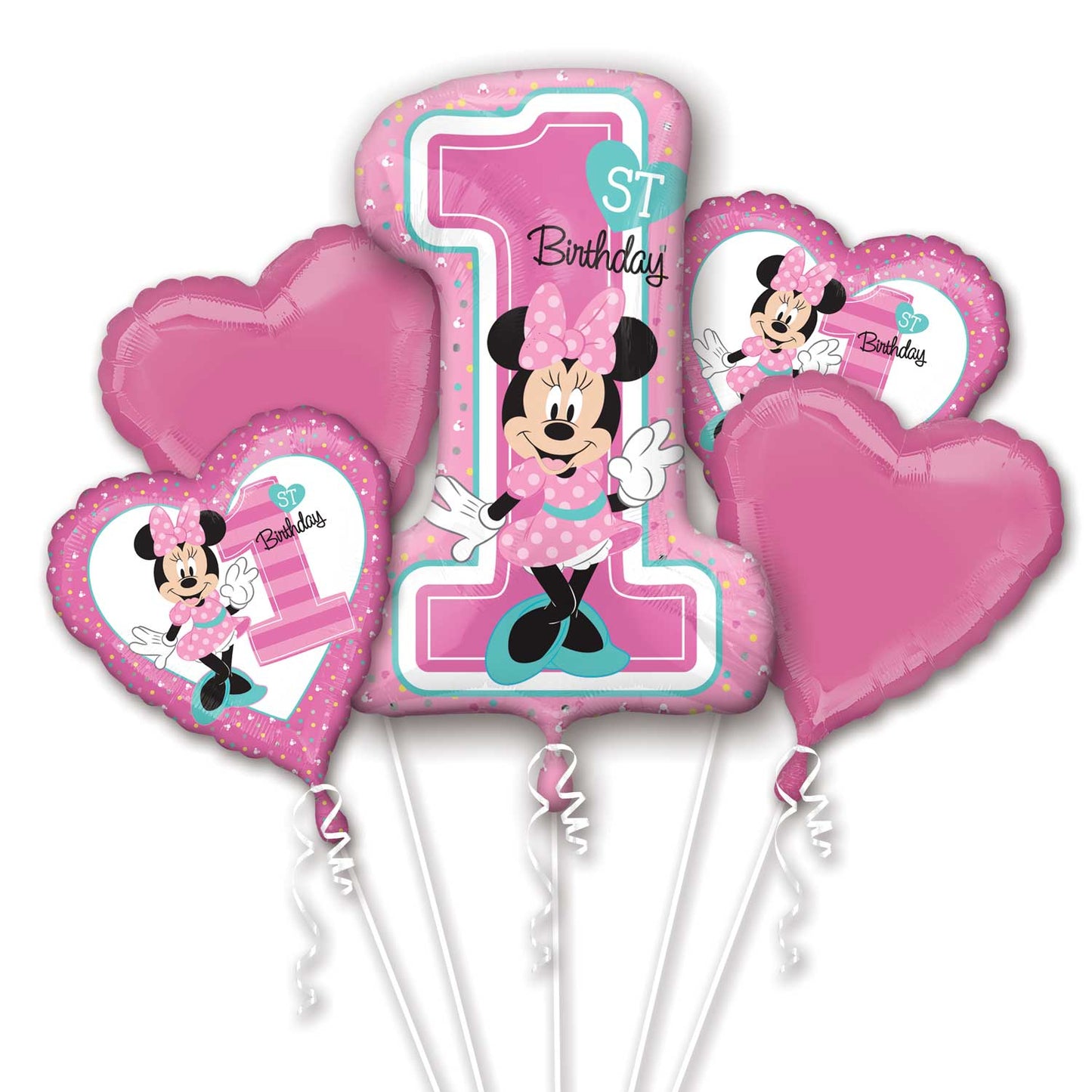 Minnie Mouse 1st Birthday Balloon Bouquet - Foil
