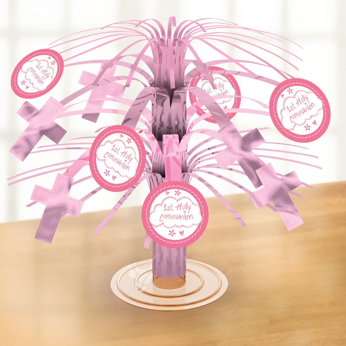 Communion Church Pink Mini Cascade Centrepiece 19cm - 1 PC