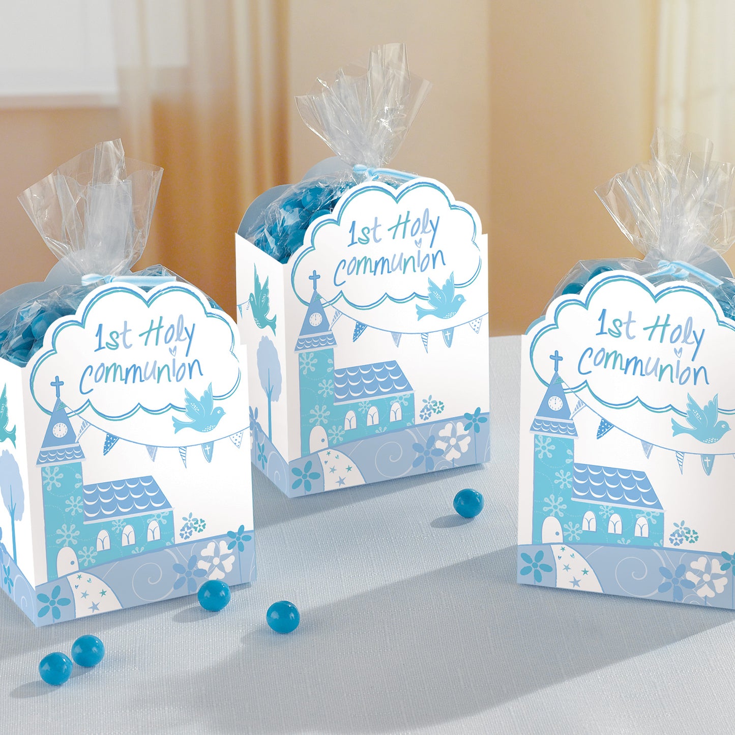 Communion Church Blue Favour Boxes - 7.5cm x 4.5cm - 8 ct