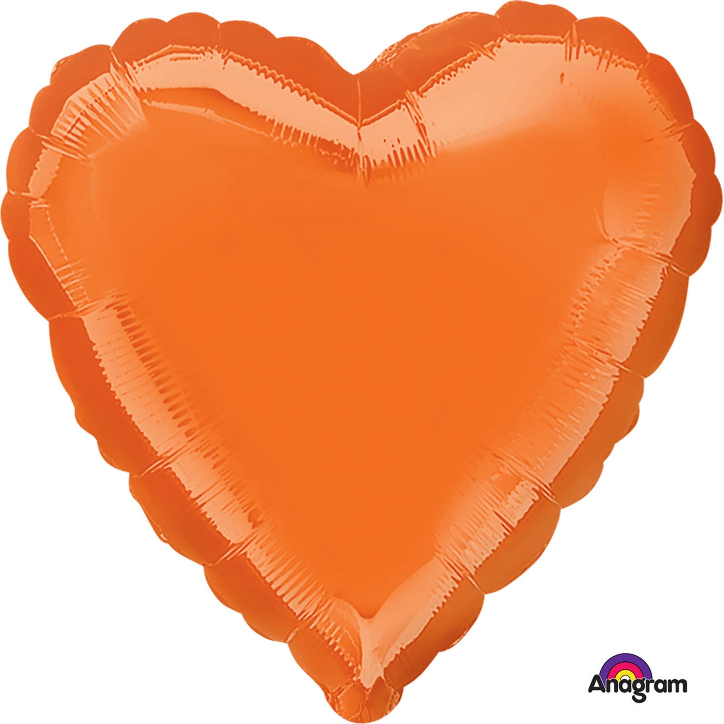 Metallic Orange Heart Standard UnPackaged Balloon - 18" Foil