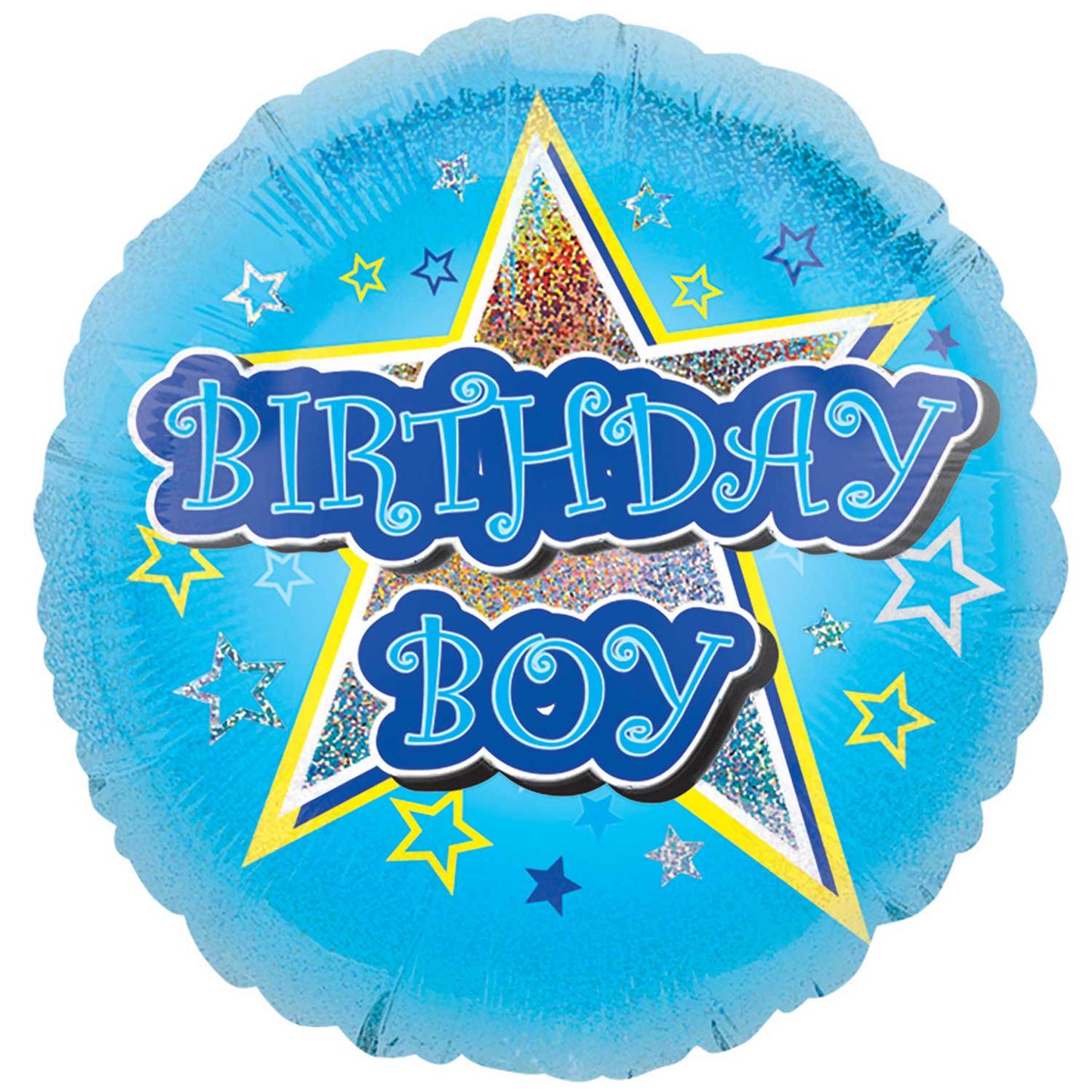 Blue Stars Birthday Boy Standard Balloon - 18" Foil