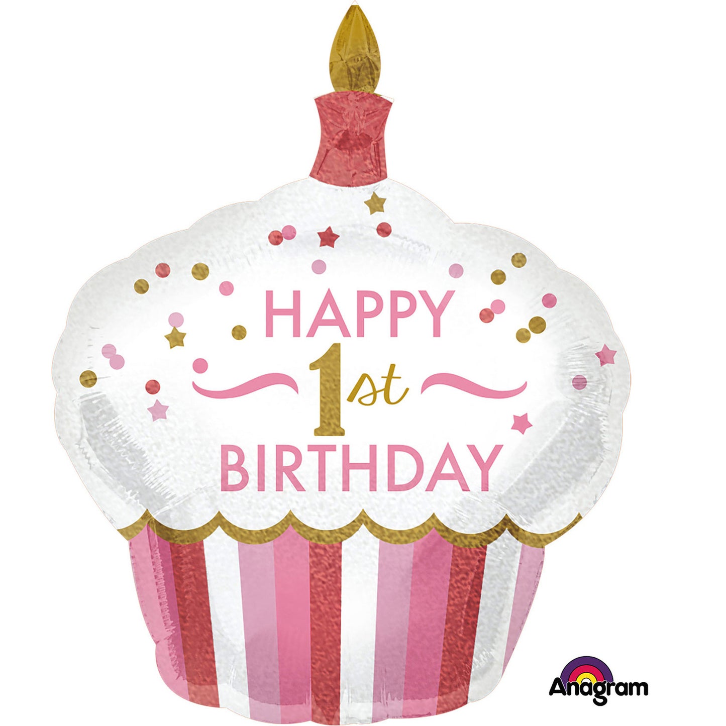 1st Birthday Cupcake Girl SuperShape - Foil Balloons