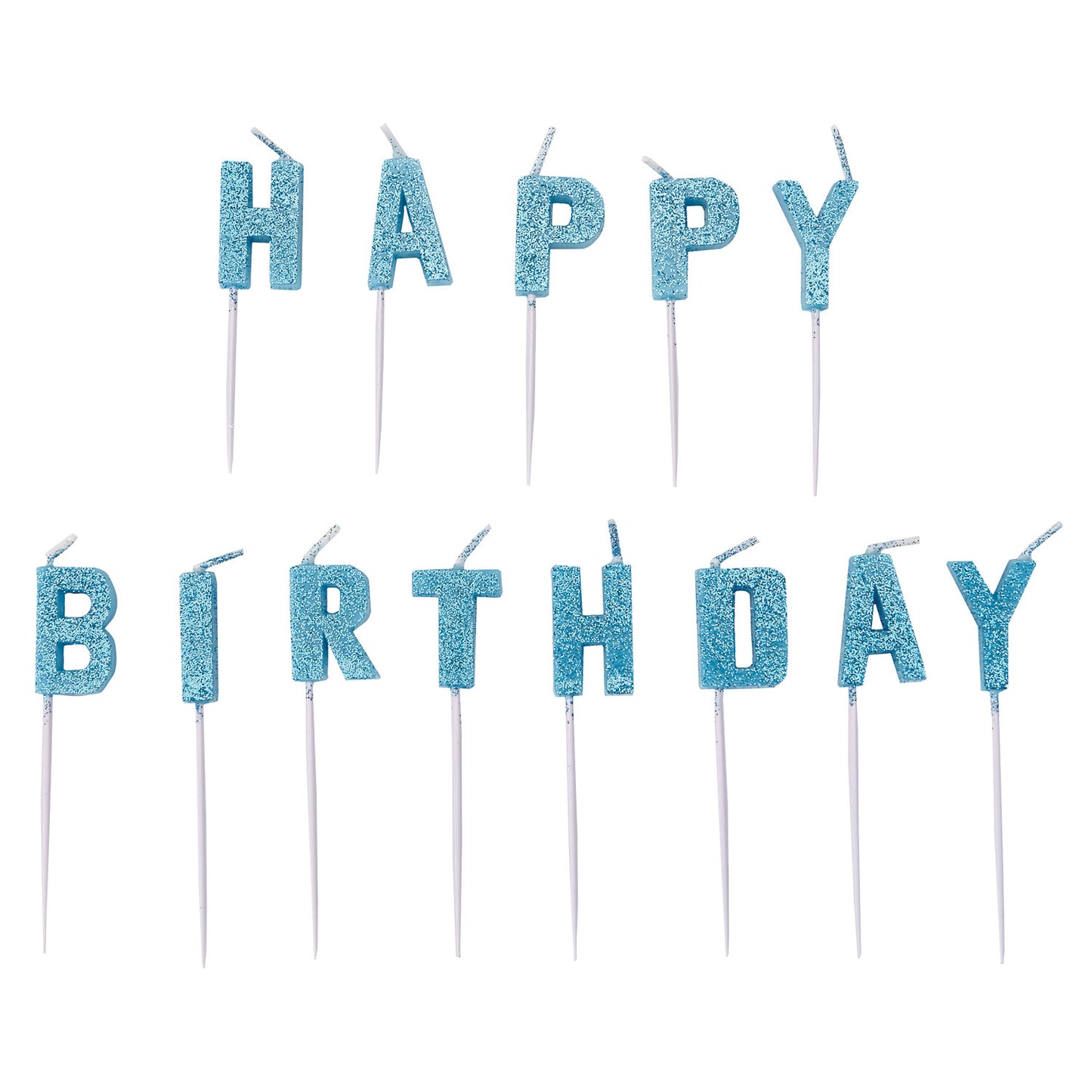 Blue Happy Birthday Pick Glitter Candles - 1 PKG/13