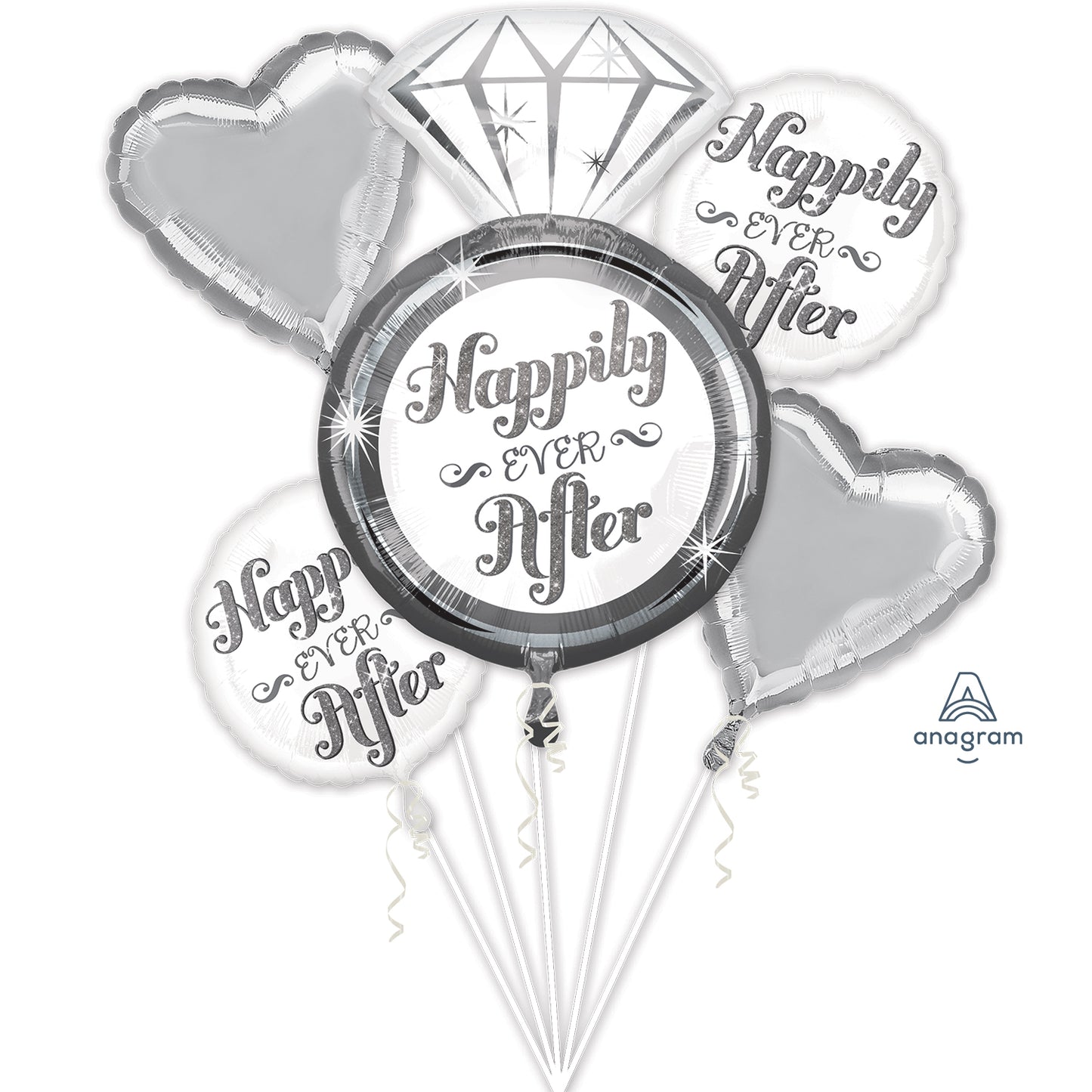 Happily Ever After Balloon Bouquets - Foil 6 pack