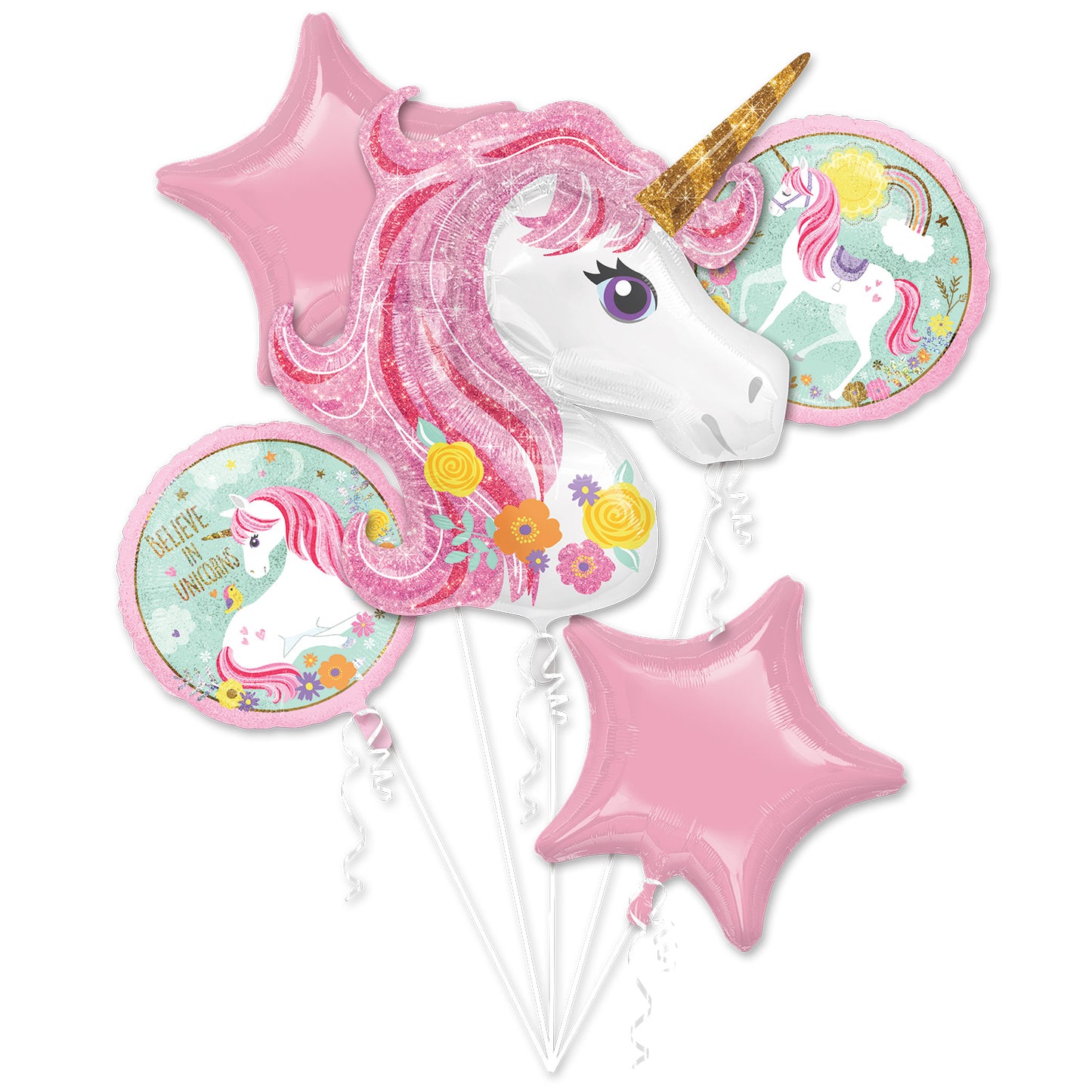 Magical Unicorn Foil Balloon Bouquets- Foil 5 pack
