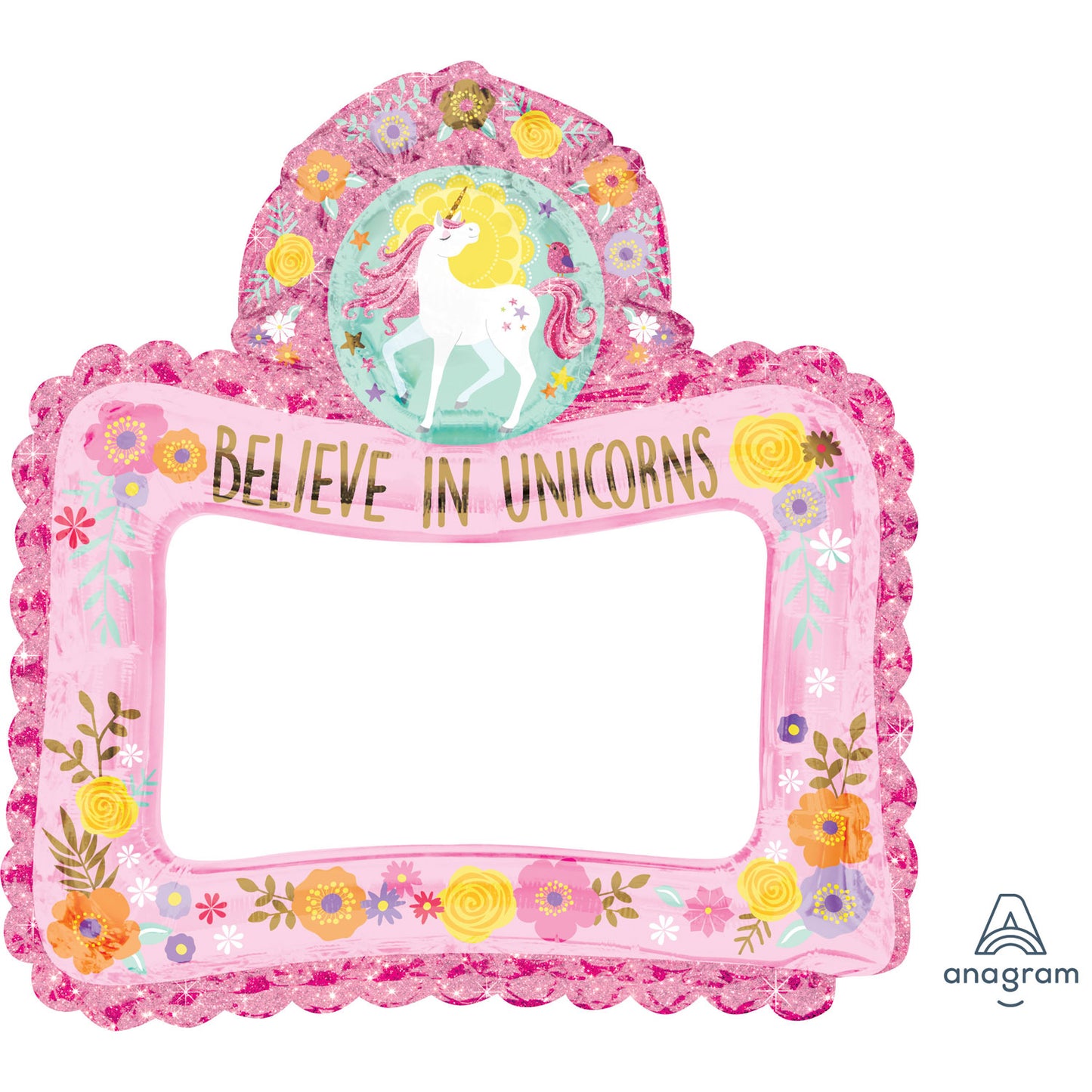 Magical Unicorn Inflatable Foil Selfie Frames - (26" x 27")