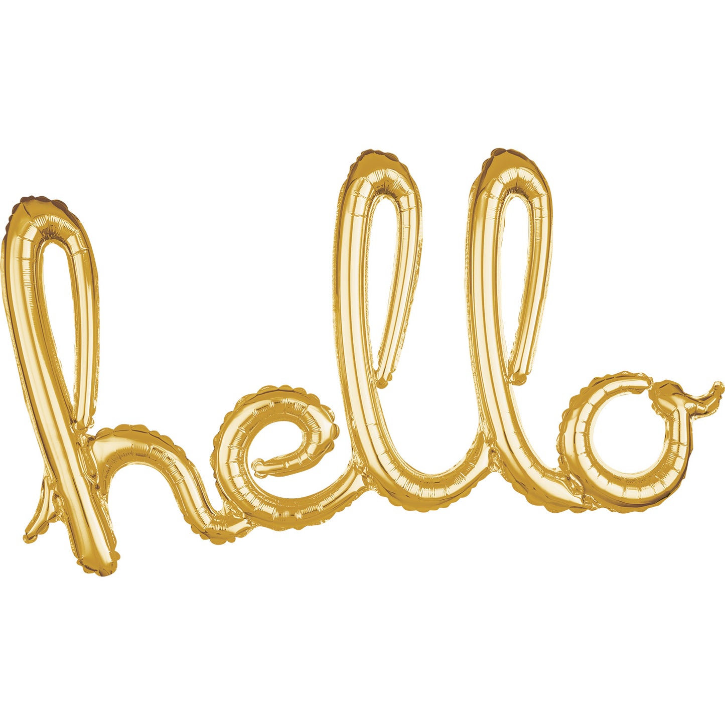 "Hello" Script Phrase Gold Foil Balloons